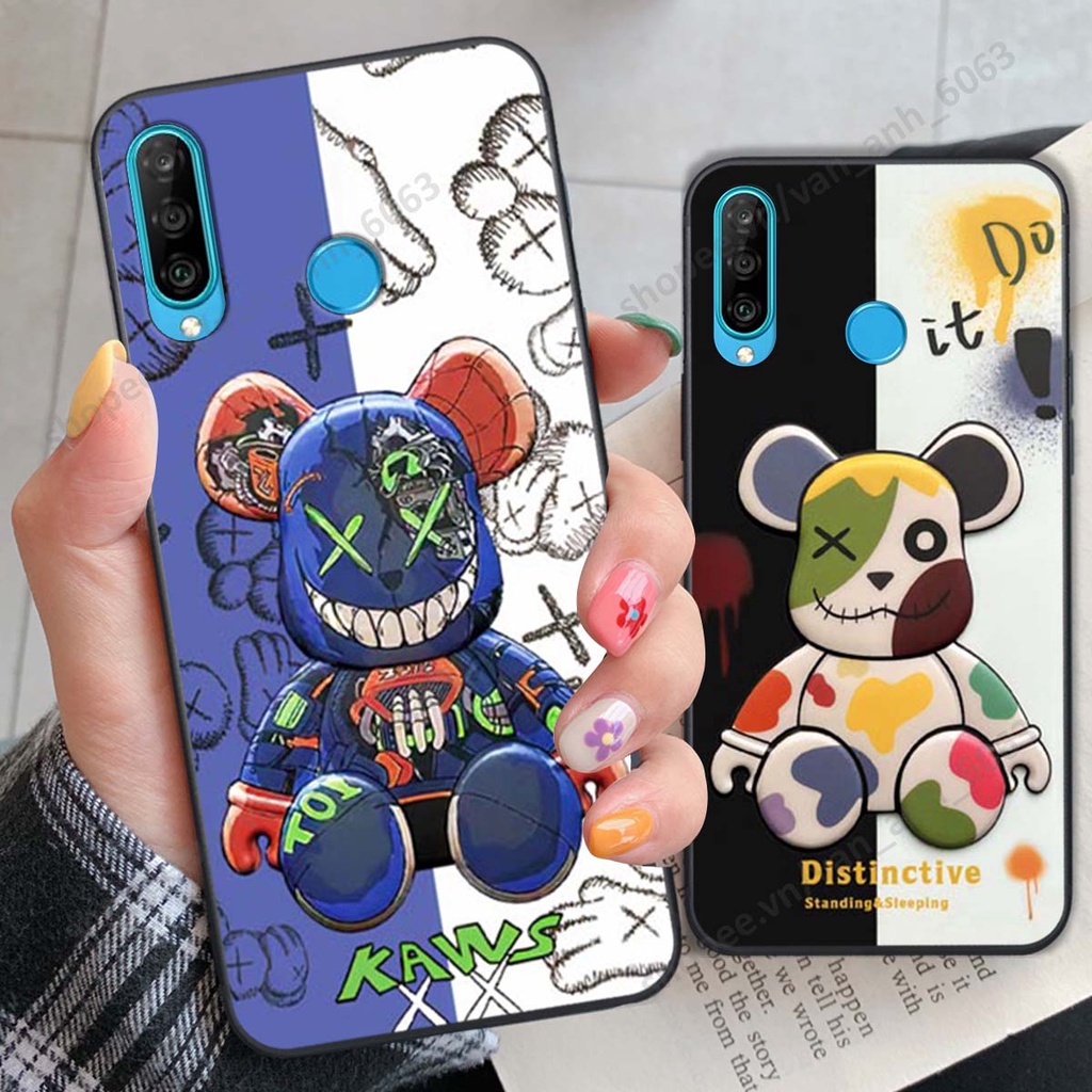Ốp lưng Huawei Nova 4e / P30 Lite hình kaws, bear brick, venom thời trang siêu ngầu