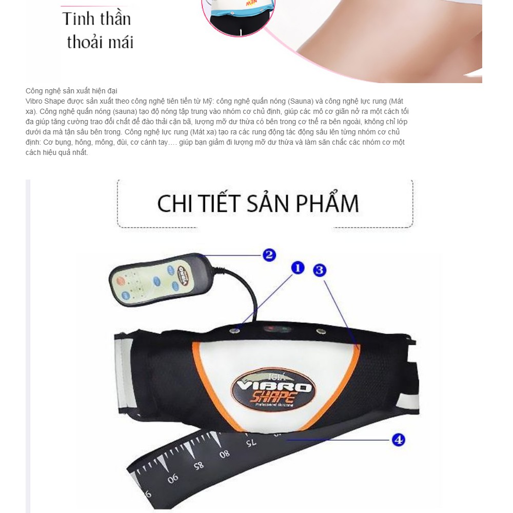 Đai Quấn Nóng Tan Giảm Mỡ Bụng VIBRO SHAPE Chính Hãng