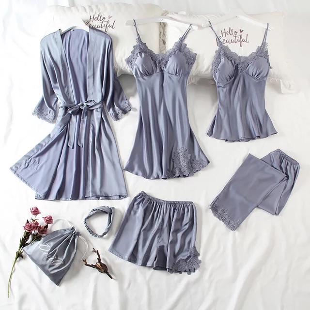 Sét bộ ngủ lụa 7 món cao cấp (Hàng Order)