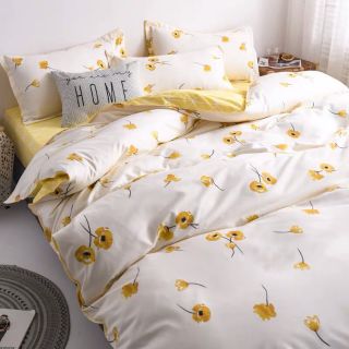 Trọn bộ chăn ga gối cotton poly hoa nhí vàng nhập khẩu