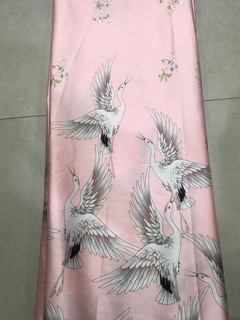 Vải lụa họa tiết hạc