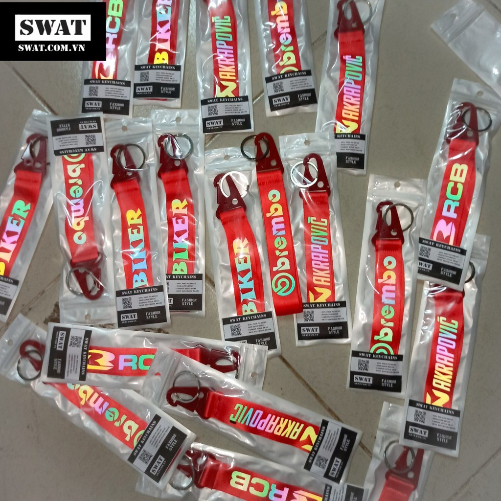 Móc khóa 7 màu SWAT cao cấp ( đầu sắt - dây satin in daacan 7 màu)