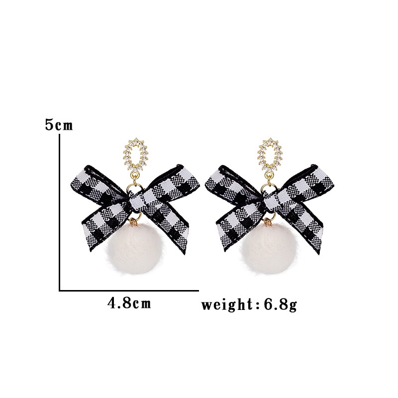 Bông tai mạ bạc S925 dáng dài đính bóng lông thời trang cho nữ