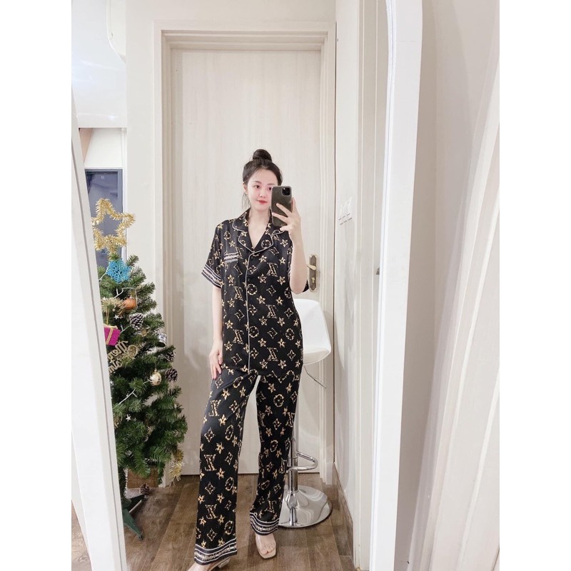 [Mã WASKT304 giảm 15% tối đa 30K đơn 99K] Bộ pijamma tay ngắn quần dài L V lụa satin cao cấp quảng châu | BigBuy360 - bigbuy360.vn