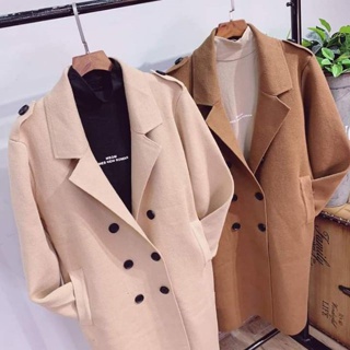 Áo dạ tweed cổ vest, áo khoác dạ măng tô hàn dài Quảng Châu