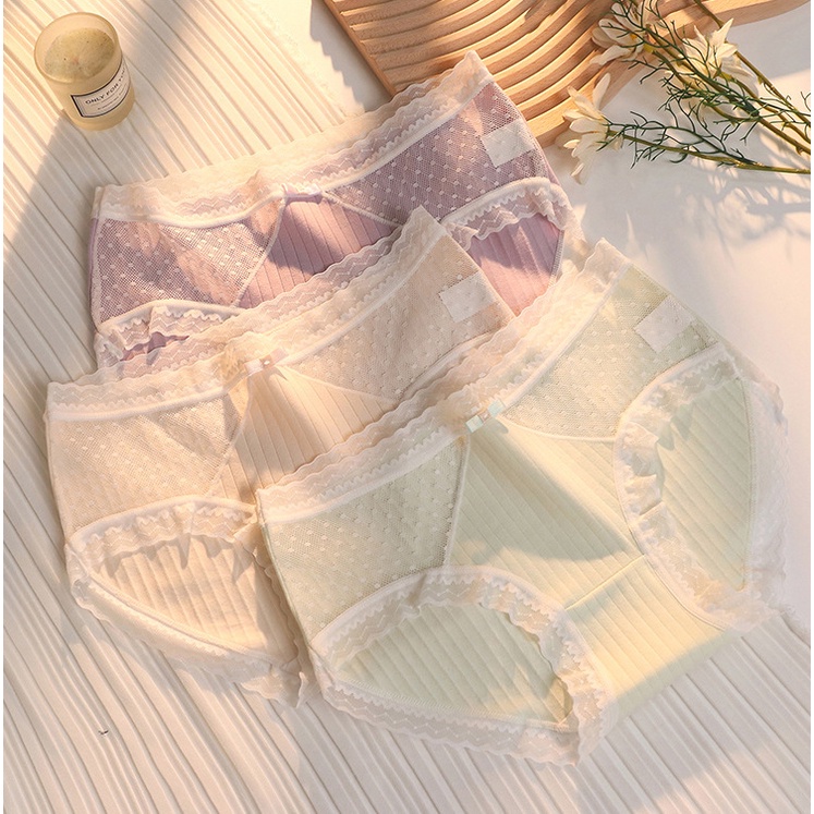 Quần lót nữ cotton viền ren mềm mại,thoáng khí 108