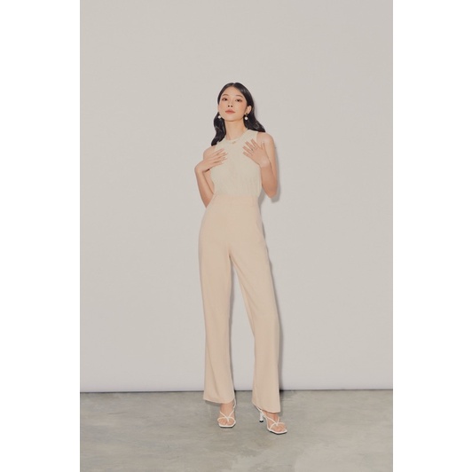 WHITELAZZ | Quần dài lưng cao ống suông màu beige - Margot Pants