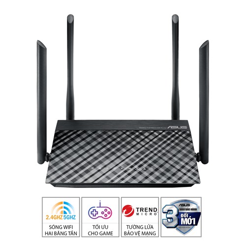 Bộ Phát Wifi Asus RT-AC1200 Băng Tần Kép AC1200 4 Ăng-ten 5dBi - Hàng Chính Hãng5.0 | BigBuy360 - bigbuy360.vn