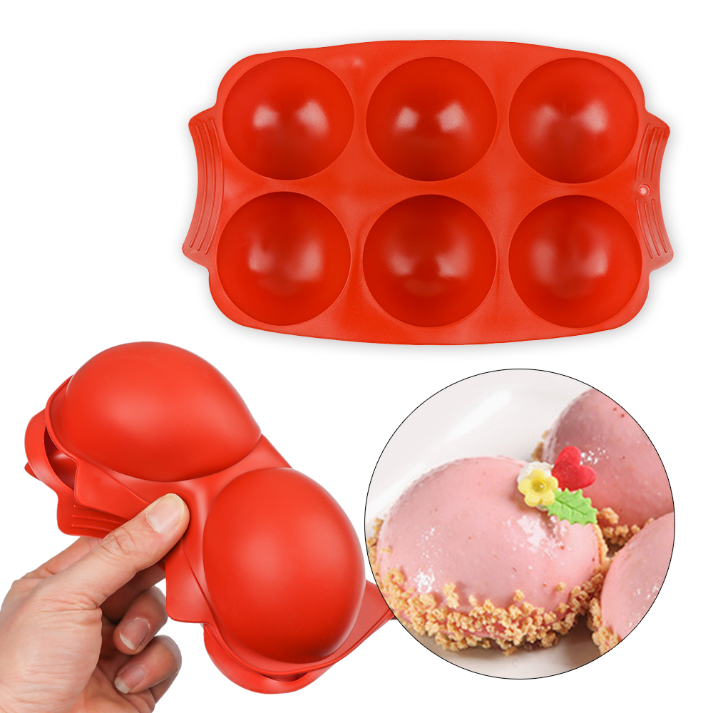 Khuôn Silicone Làm Bánh Cupcake / Socola / Thạch Rau Câu / Pudding / Pudding / Bánh Hình Bán Cầu 6 Ngăn Chống Dính