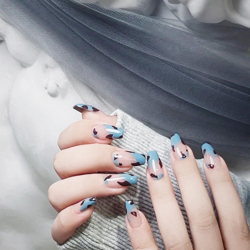 Bộ 24 Móng Tay Giả Múa Ballet Ngắn Đầu Vuông Có Thể Tháo Rời Che Phủ Toàn Diện