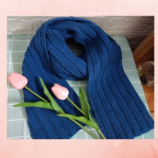 Handmade Khăn choàng cổ, khăn len nam, nữ móc tay thủ công mềm mịn, ấm áp, chất liệu len milk cotton màu xanh TH01