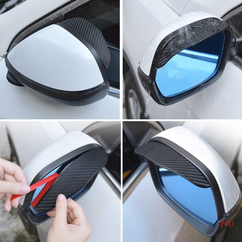 Tấm Chắn Mưa Bằng PVC Màu Đen In Họa Tiết Sợi Carbon Linh Hoạt Cho Gương Chiếu Hậu Xe Hơi / Xe Tải SUV