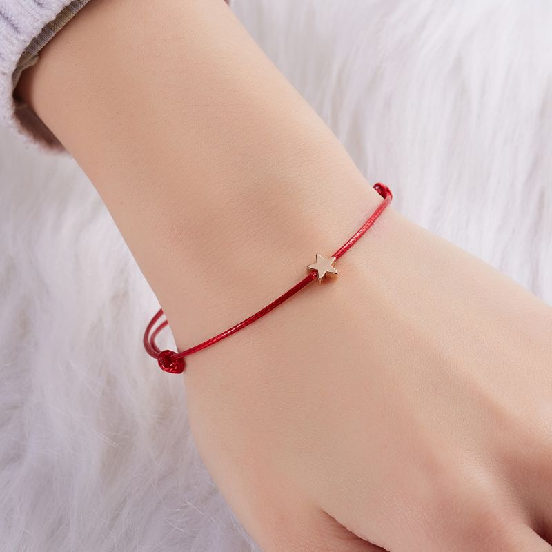 Vòng Tay Dây Sáp May Mắn Mặt Hình Ngôi Sao Có Thể Điều Chỉnh Thời Trang Cho Nam Nữ
