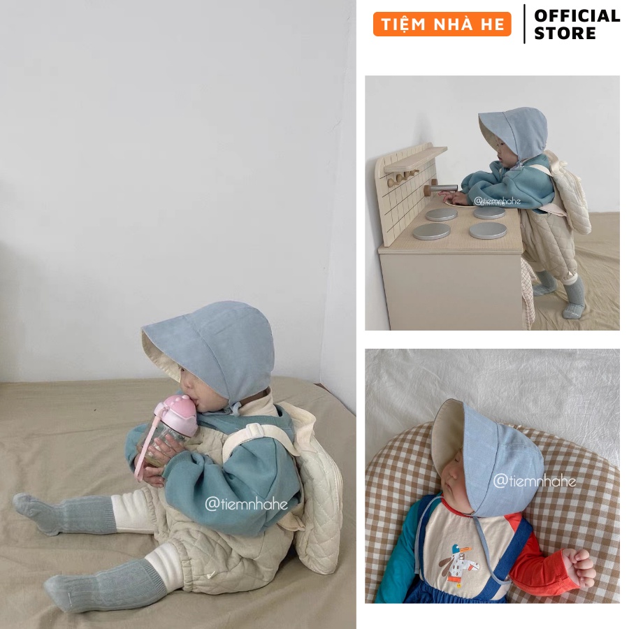Mũ Bonnet Vành Cho Bé Trai Gái Tiệm Nhà He Phù Hợp Trẻ Em Sơ Sinh Trở Lên Bảo Vệ Đầu Họa Tiết Dễ Thương