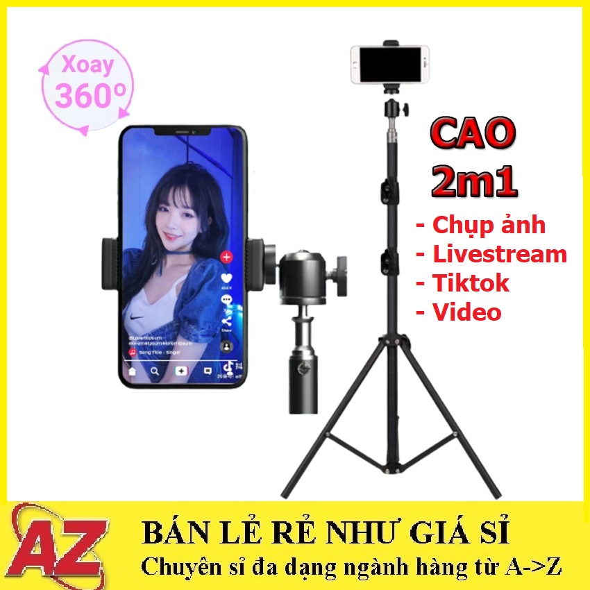 Gậy Chụp Hình Giá Đỡ Điện Thoại Chụp Ảnh, Livestream TikTok 3 Chân Chắc Chắn