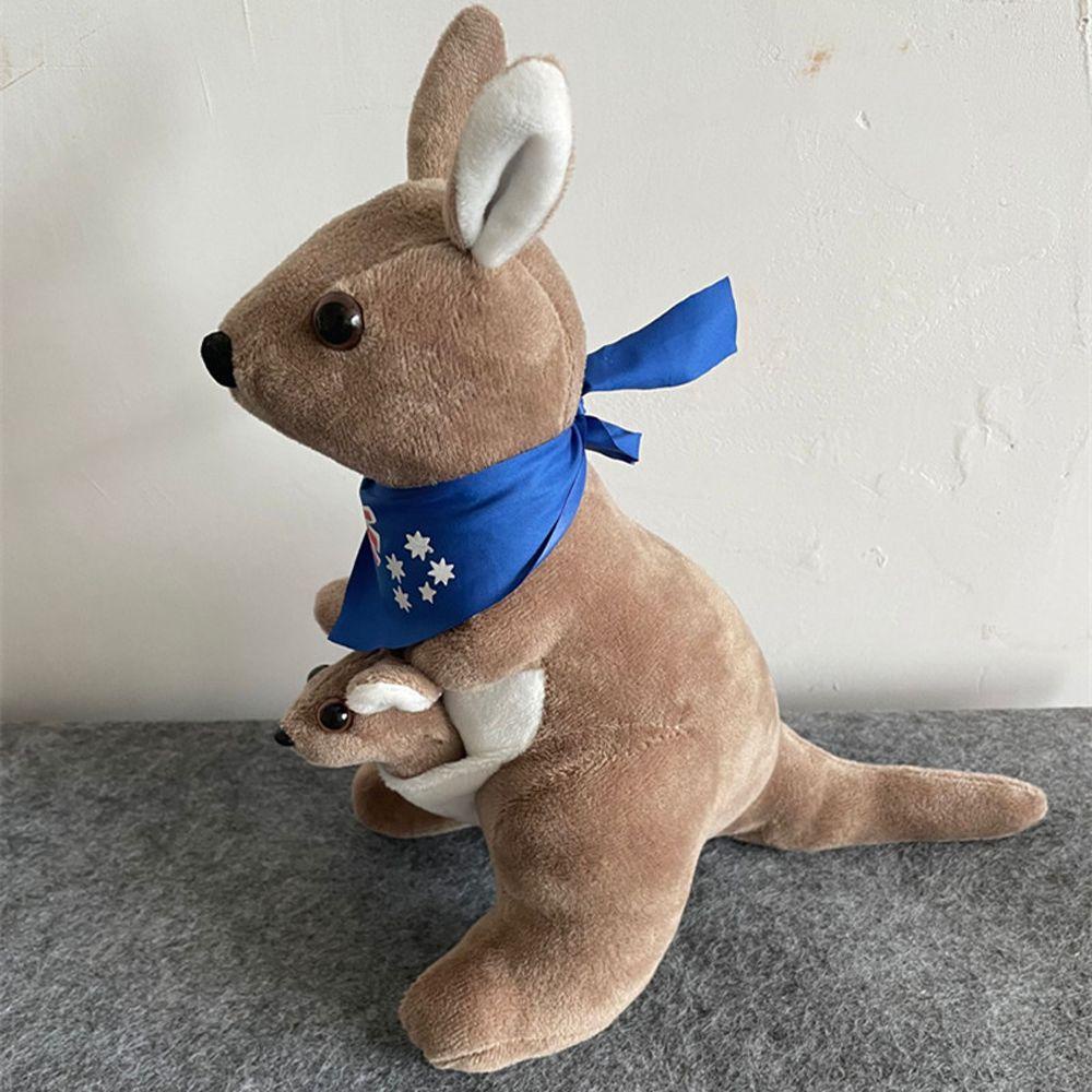 Thú Nhồi Bông Hình Kangaroo Hoạt Hình Đeo Khăn Quàng Cổ Chất Lượng Cao Trang Trí Nhà Cửa