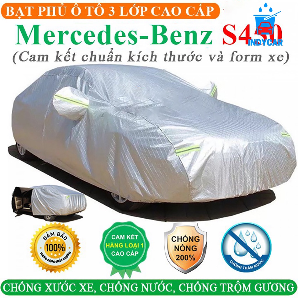 Bạt Phủ Xe Ô Tô MERCEDES-BENZ S450 3 Lớp Ép Nhiệt Tráng Nhôm, Chống Nắng, Chống Mưa, Chống Cháy – INDYCAR