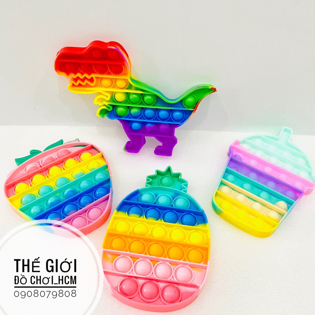 [HOT - VUI NHỘN] Đồ chơi bóp bong bóng Pop it Fidget toy, giúp giảm căng thẳng, hình hoa quả, khủng long.