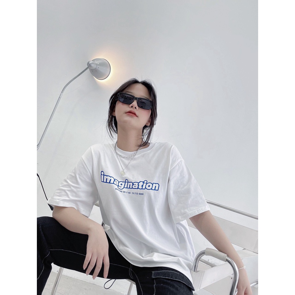 Áo Phông Unisex Form Rộng, Áo Oversize Tay Lỡ Nam Nữ In Chữ IMAGINATION Chất Liệu 100% Cotton 2 Chiều - Cest Vintage