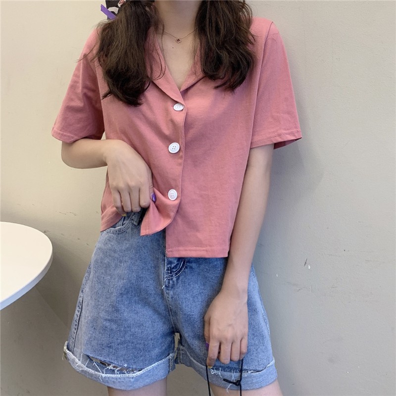 Áo Sơ Mi Nữ Đũi Ulzzang Trơn Nhiều Màu SM03