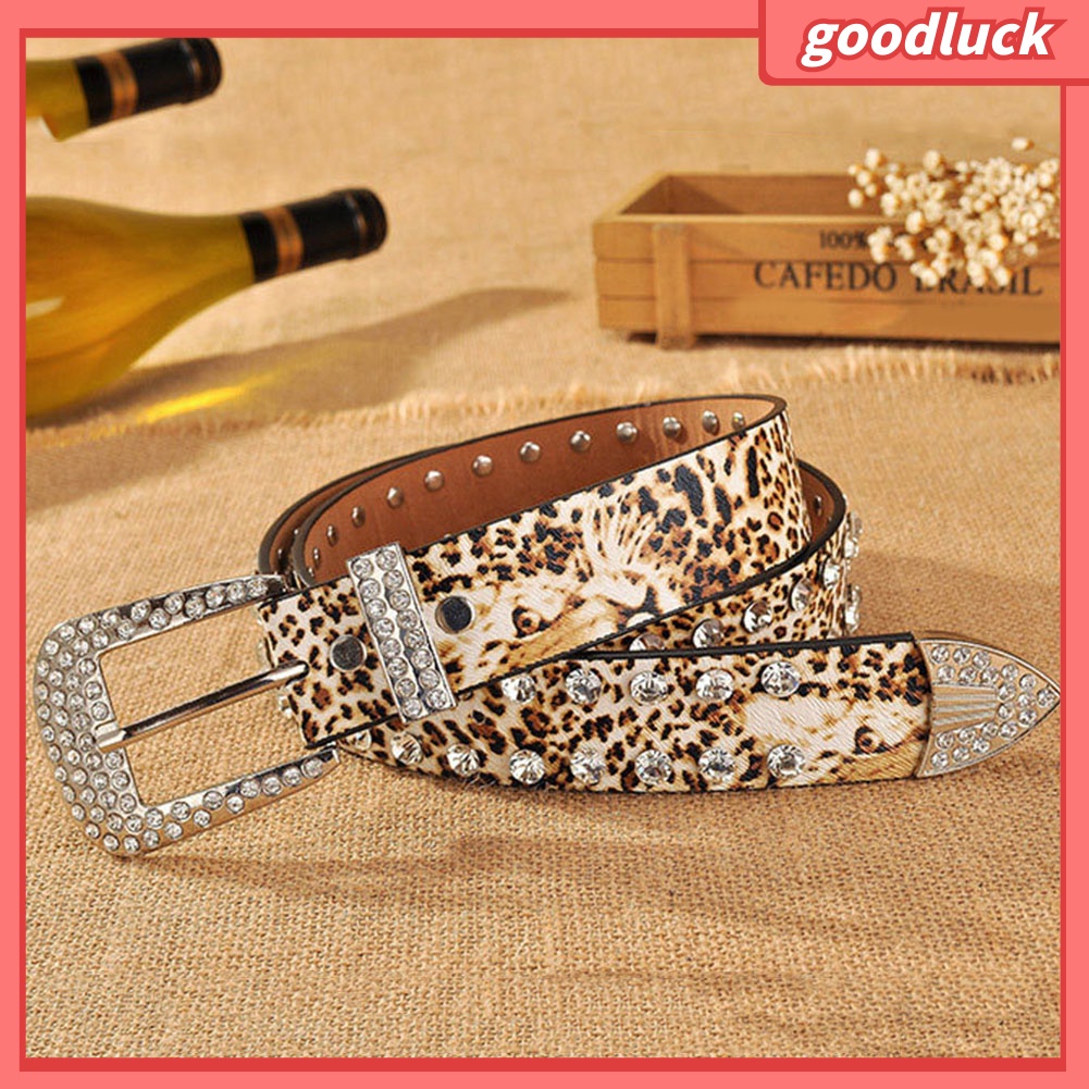 Dây nịt giả da có đính đá cho nữ