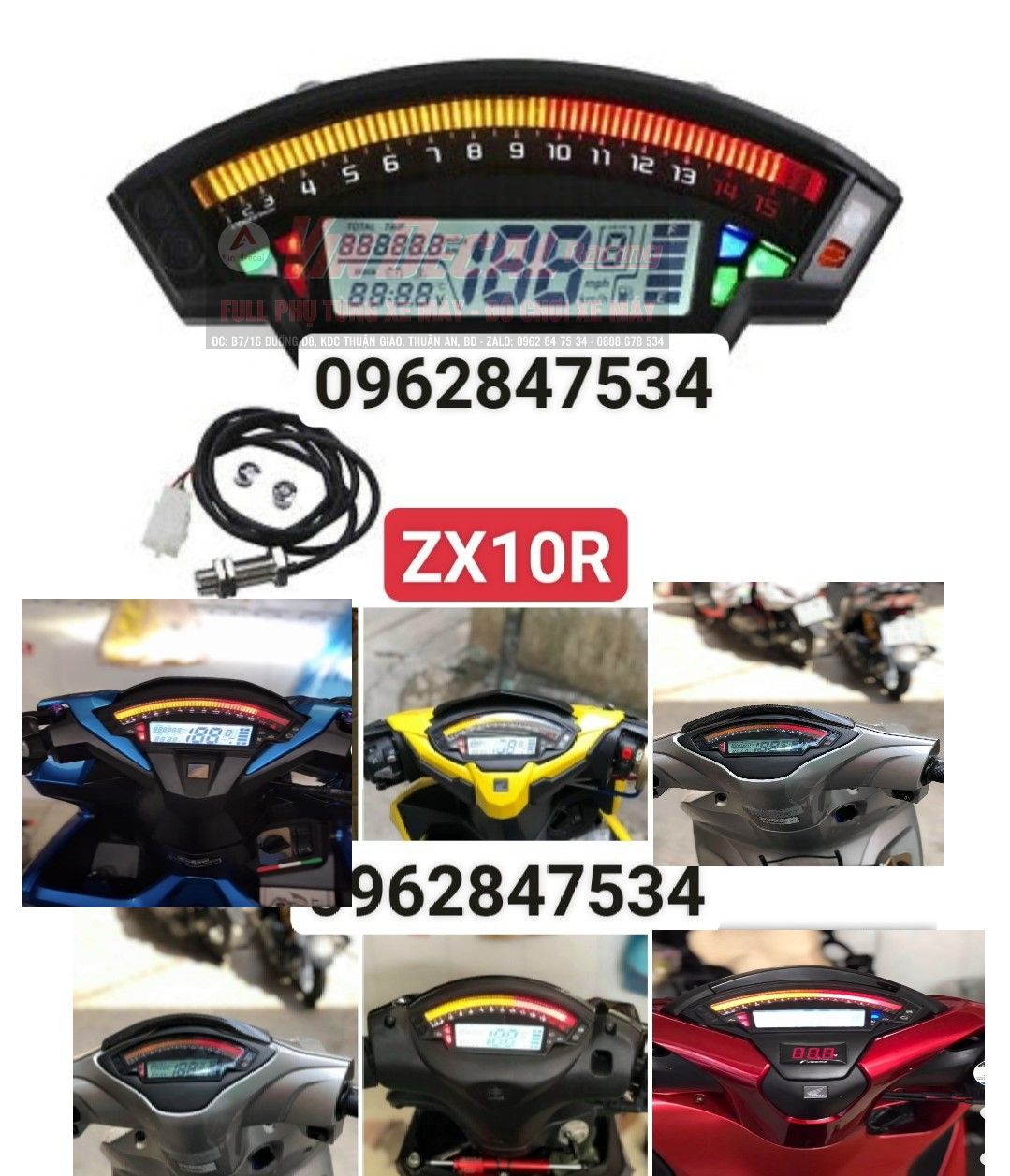 Đồng hồ ZX10R full chức năng cho các loại xe máy