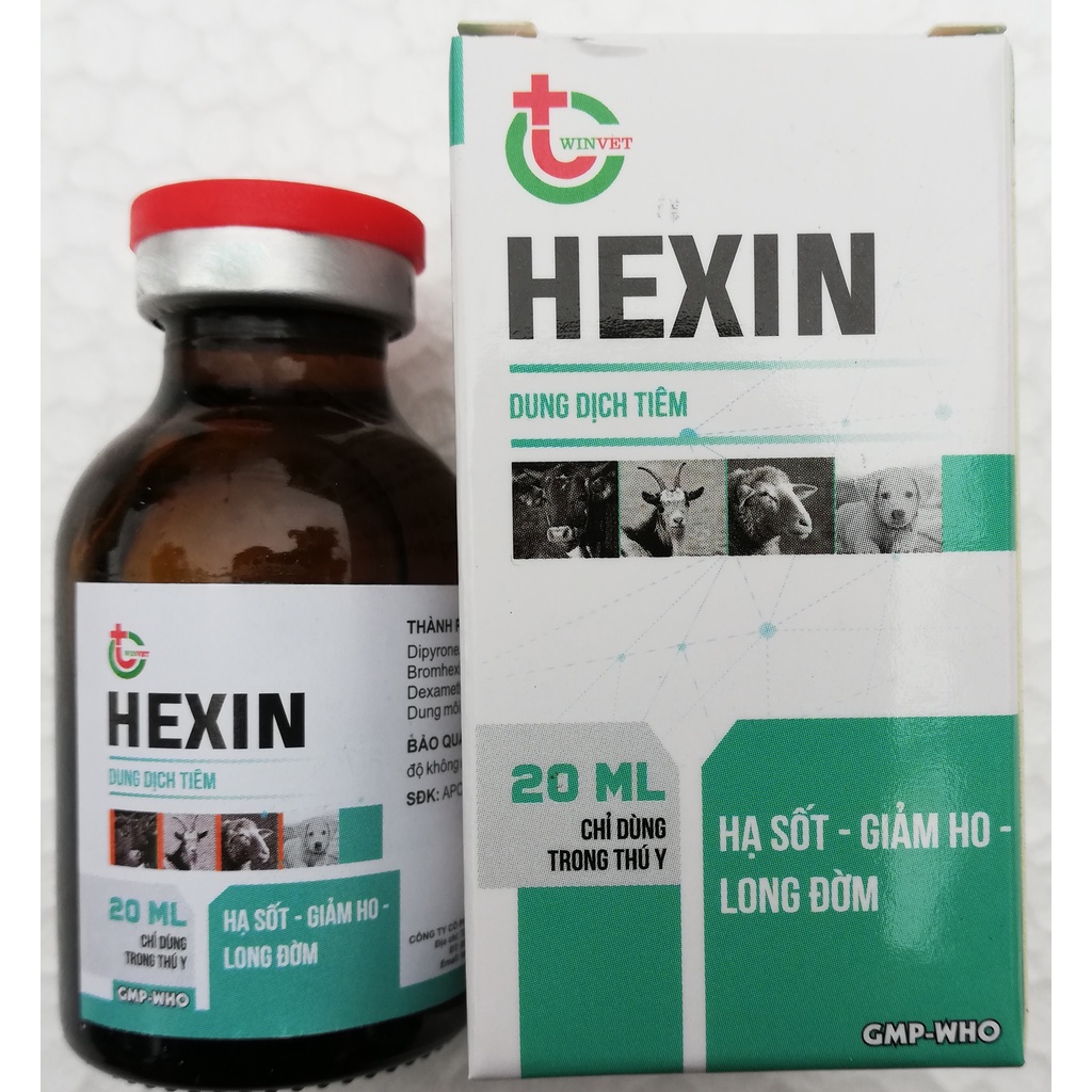 1 lọ HEXIN 20ml Long đờm, thông phế quản, giảm ho, kháng viêm dùng tốt cho gia súc, gia cầm, chó mèo, gà chọi, chim