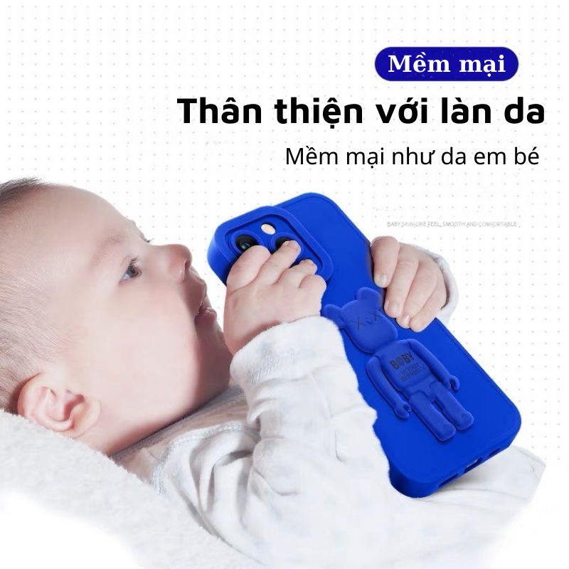 Ốp lưng gấu bearbrick, giá đỡ cho các dòng máy điện thoại 🍏 chất liệu TPU BenZ Store