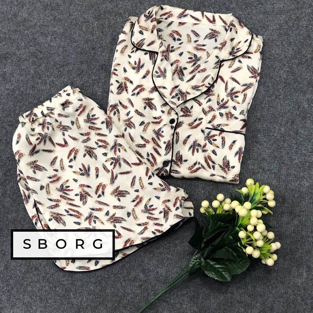Đồ bộ ngủ nữ SBORG bộ ngủ cute lụa satin mềm mát họa tiết dể thương áo tay ngắn phối quần đùi đáng yêu làm quà tặng Vợ