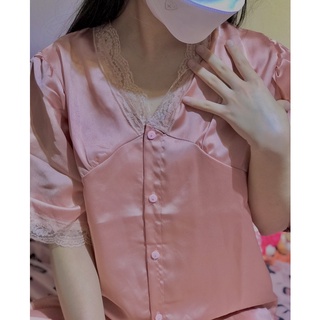 Bộ ngủ lụa viền full ren