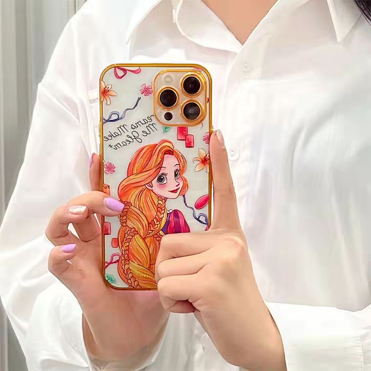 Samsung Galaxy A54 A34 A24 A14 A03S A02S A53 A33 A23 A13 A52 A52S A32 A72 A12 A22 Lte A50 A50S A30S A71 A51 A31 A20 A30 A21S M12 M22 M32 4G 5G Cute Clear Rapunzel Mermaid Jasmine Princess Full Shockproof Soft Phone Case STD 25
