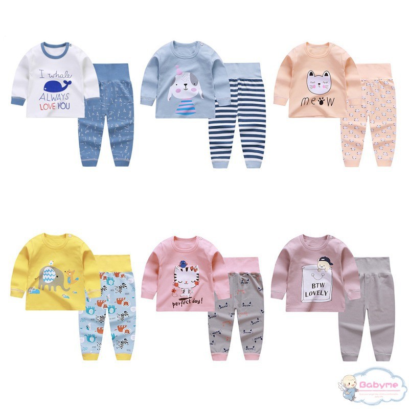 Set quần dài + áo dài tay chất liệu cotton ấm áp cho bé