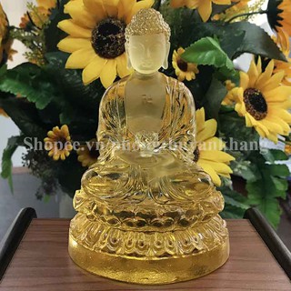 Tượng Phật A Di Đà để xe ô tô bằng lưu ly vàng