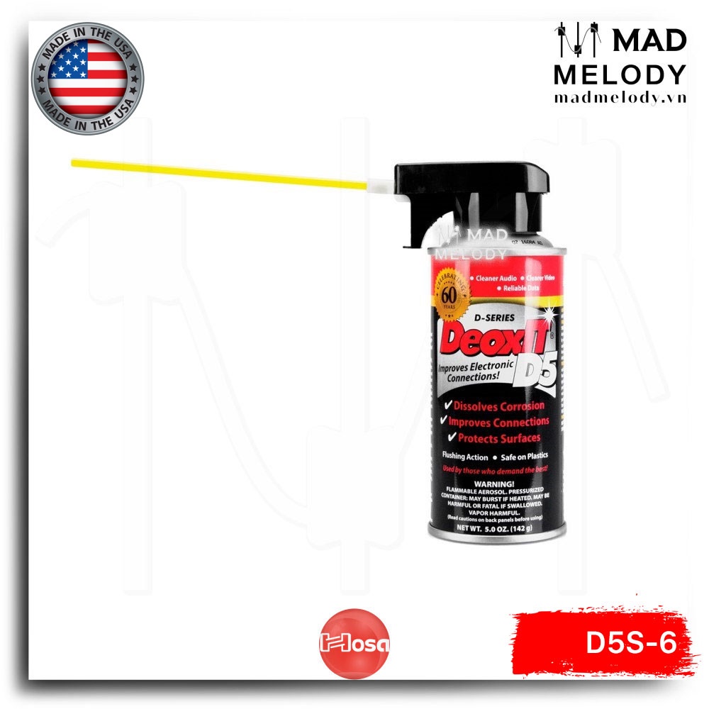Hosa CAIG DeoxIT D5 Contact Cleaner D5S-6 5oz 142g