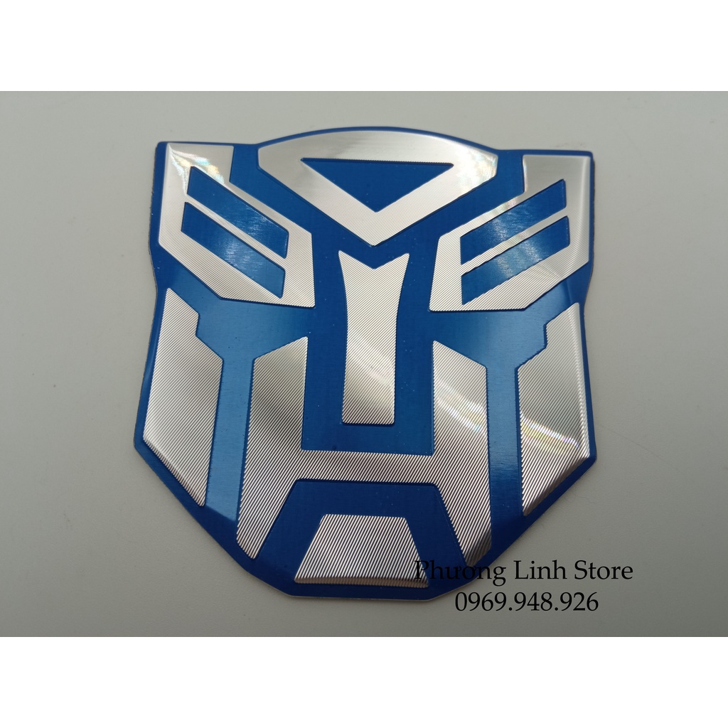 Tem dán xe Transformer Pro logo dán xe Bé Xanh Dương không sừng