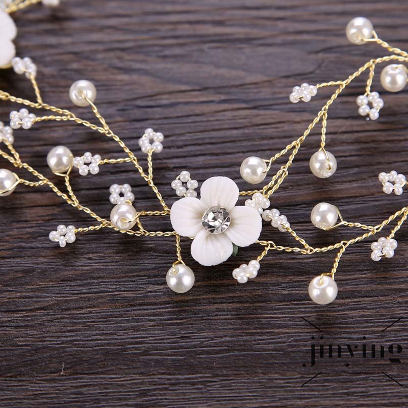 GETNOIVAS Vòng cài tóc phối hạt sứ cho cô dâu