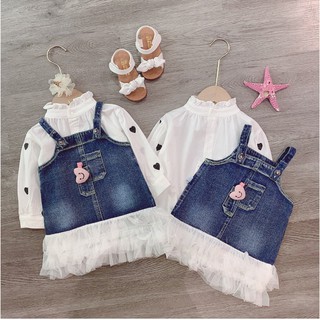 Set yếm bò áo bi chân đuôi cá cho bé gái