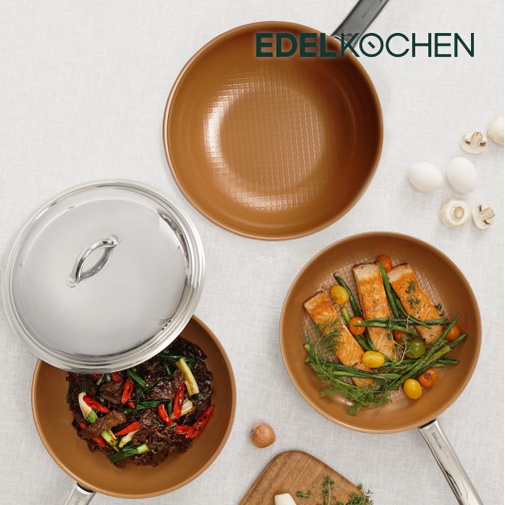 Chảo chống dính 3 lớp Easy Prism Edelkochen màu Nâu - Size 24/28cm