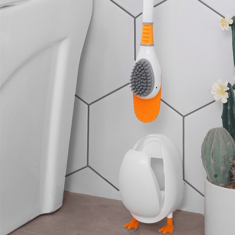 MVP2377 Cọ rửa bồn cầu toilet gắn tường | Bàn chải vệ sinh hình chú vịt ngộ nghĩnh,chất liệu silicon siêu mềm mại