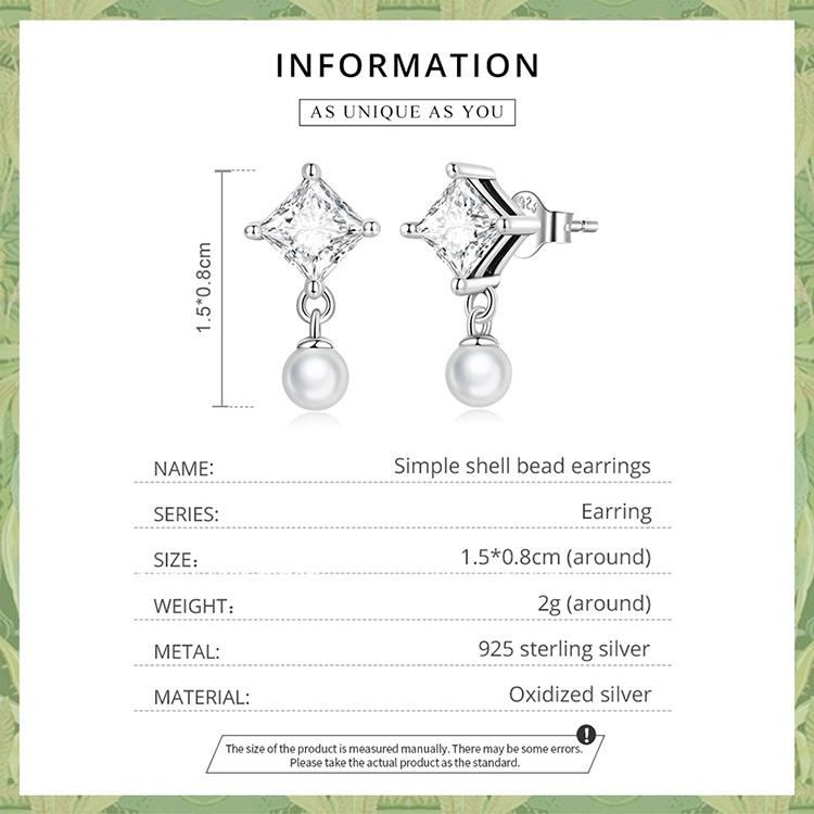 Bông tai BAMOER Bạc 925 đính đá zircon nhân tạo xinh xắn