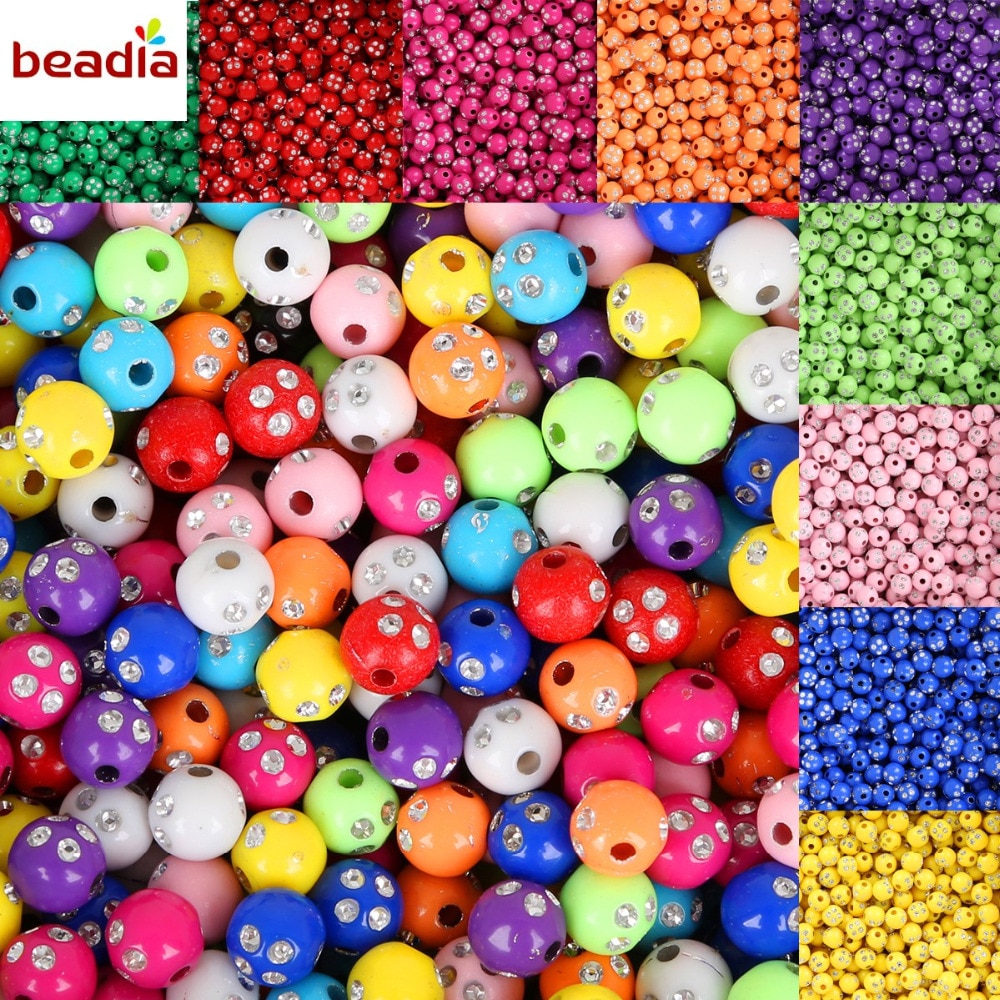 Beadia Set 100 Hạt Xâu Chuỗi 8mm Nhiều Màu Lấp Lánh Dùng Làm Trang Sức Thủ Công