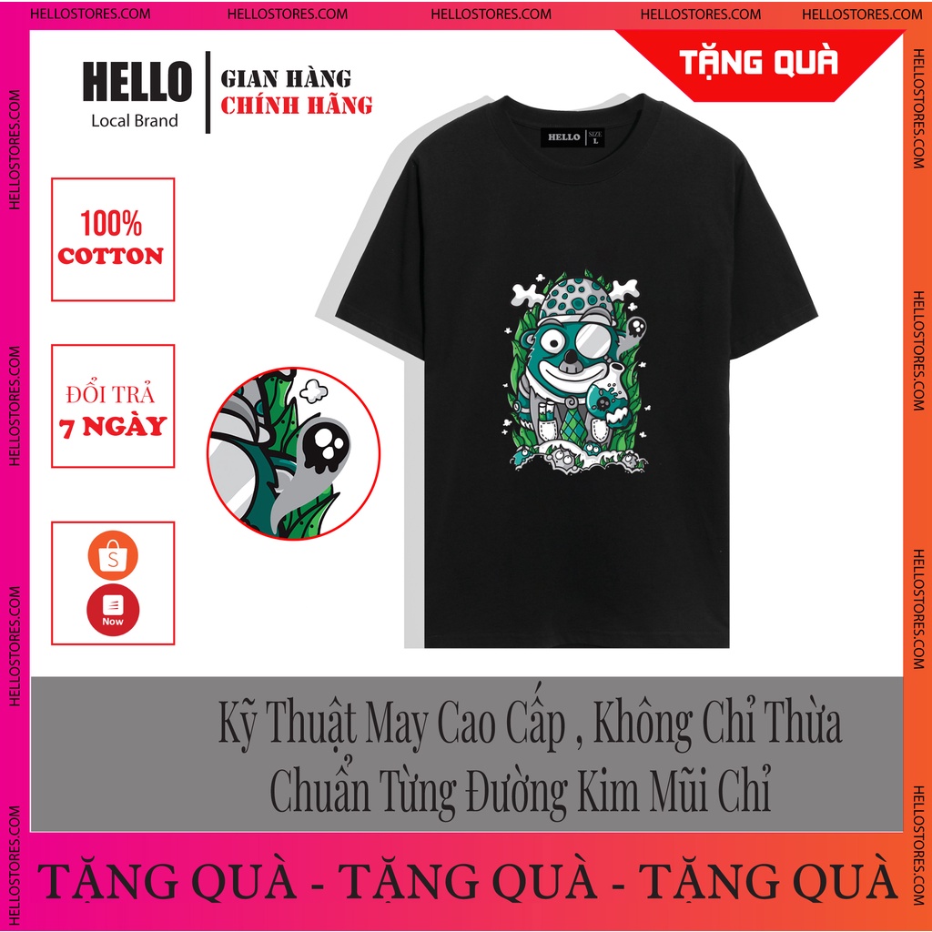 Áo thun from rộng tay lỡ Unisex Áo phông nam nữ tay lỡ form rộng Hello Chất Độc_Ap 45