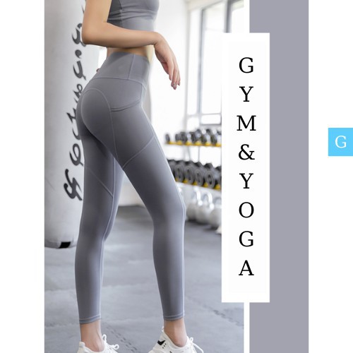 Quần tập yoga gym nữ legging độn nâng mông cạp cao thể thao có túi dáng dài vải thun G-Sports