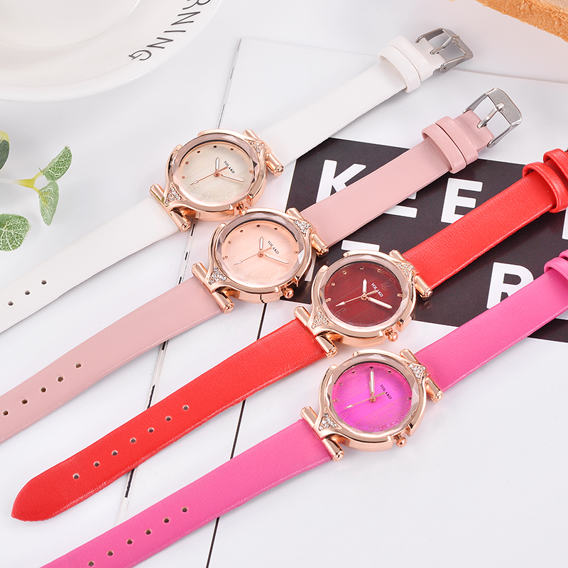 ZOLFA Elegant White Women Leather Watches Luxury Rhinestone Ladies Quartz Wristwatch Analog Clocks Exquisite Wrist Accessories Đồng hồ nữ