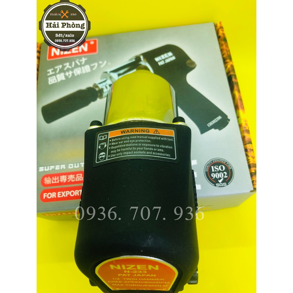 Súng bắn bulong 1/2'' Nizen đen Tunuk, Máy vặn bulong hơi chuyên dụng cho thợ sửa chữa ô tô xe máy
