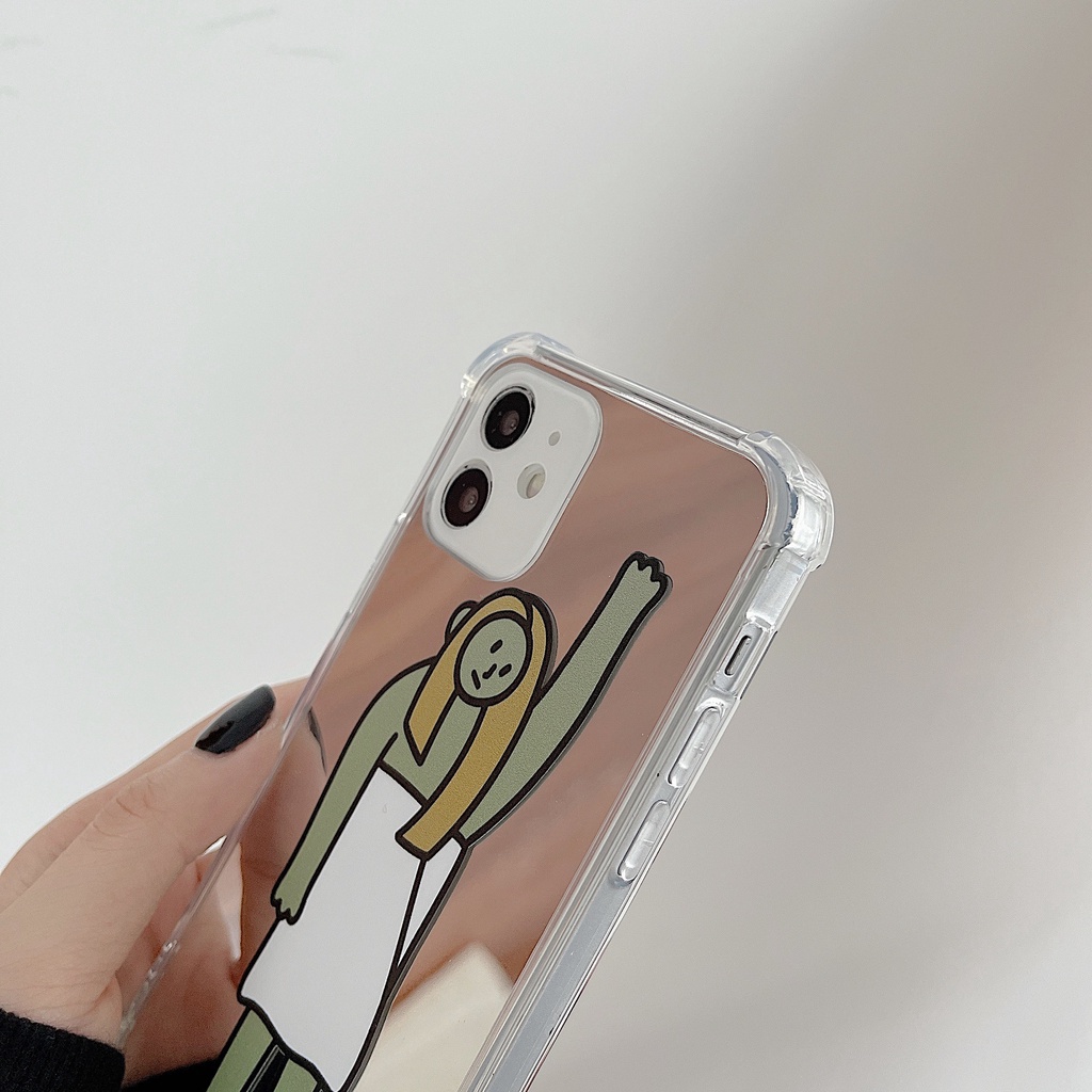 Ốp lưng iphone Ốp Điện Thoại TPU Mặt Gương Họa Tiết Cô Gái Cho iPhone 11 Pro Max 12 Pro Max X Xr Xs Max 7 8 Plus SE 2020 Dinuo case