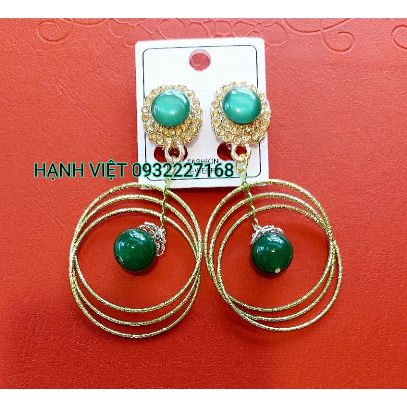 Đôi hoa tai dạng kẹp , 3 vòng tròn - Trang phục Phụ kiện Hầu Đồng