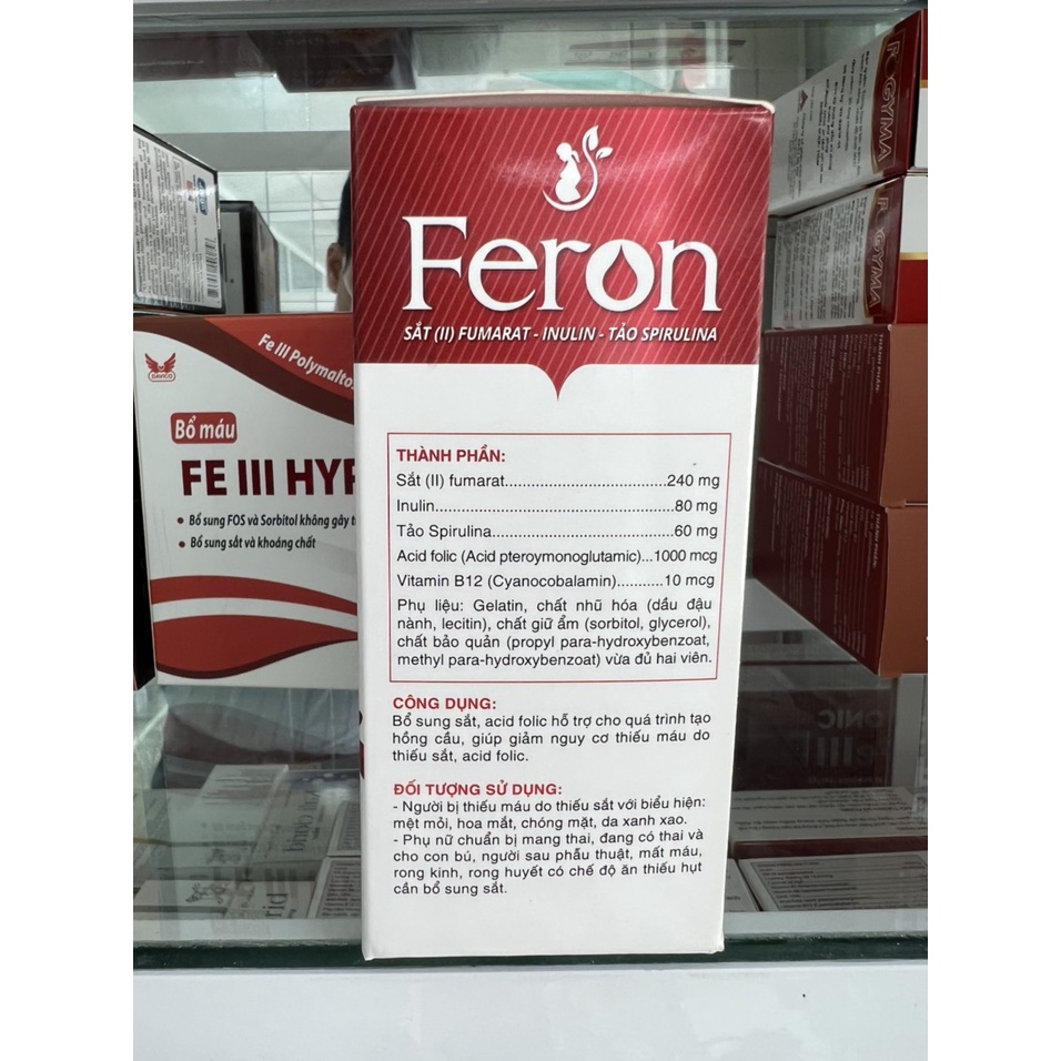 Viên Uống Feron  Bổ Sung Sắt Và Một Số Vitamin Tốt Cho Quá Trình Tạo Máu