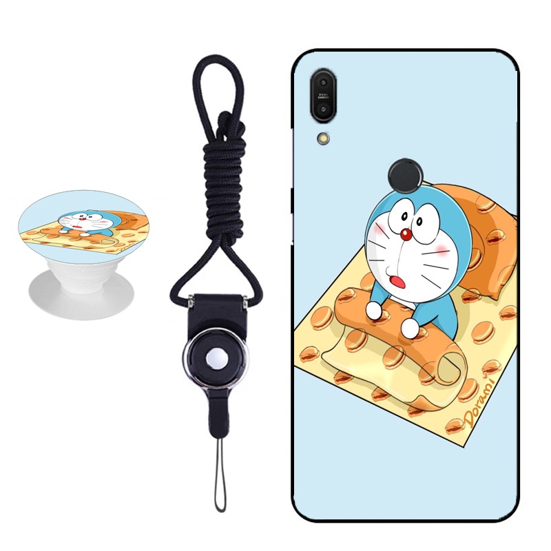 Ốp Điện Thoại Silica Gel Mềm Hình Doraemon Có Dây Đeo Và Giá Đỡ Cho Asus Zenfone Max Pro (M1) (ZB601KL) / X00TD