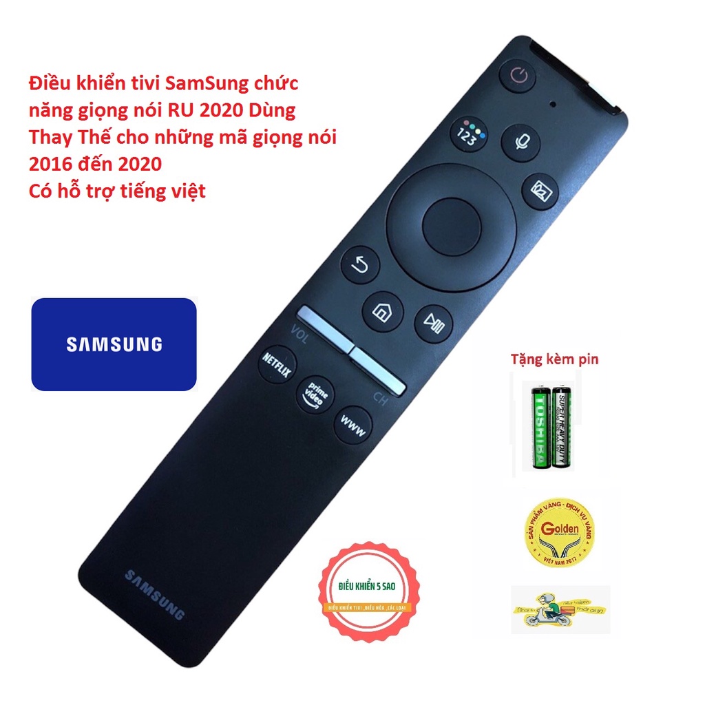 Điều khiển tivi SamSung giọng nói 2019 2020 dòng  Ru Zin theo máy thay thế các mã giọng nói từ 2017 đến 2020 - tặng pin